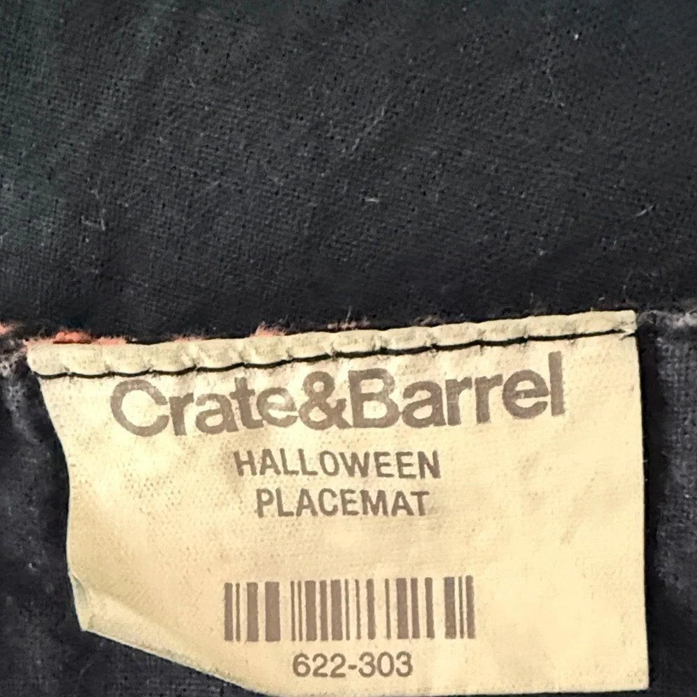 Crate&Barrel Halloween Black and Orange Table Placements